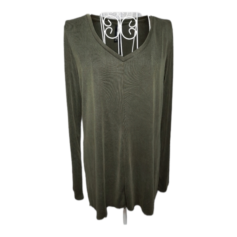 Agnes & Dora Vincent Slinky Tunic Green Hi-Lo V-neck NWT SZ M